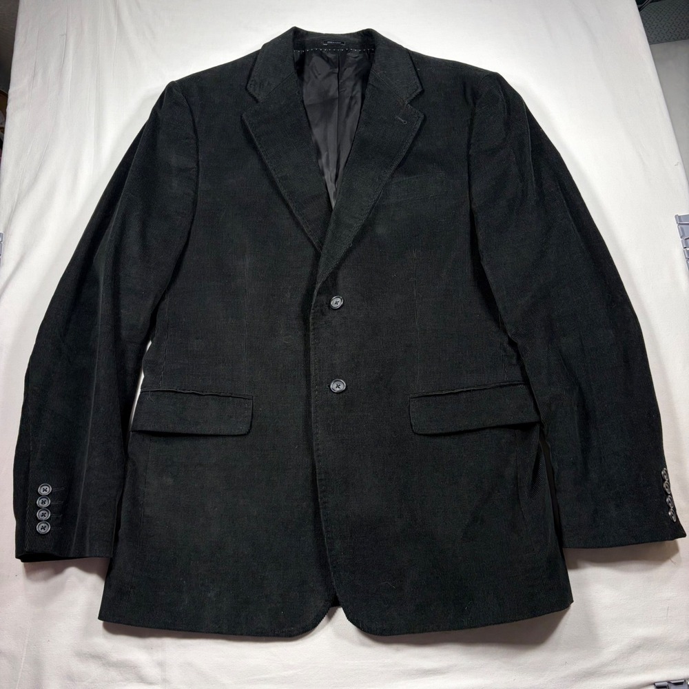 Express Mens Black Corduroy Blazer Sport Coat 2 Button 42R Dark Academia Retro